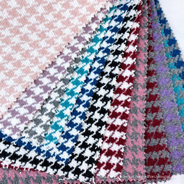 Hot Selling Houndstooth Pink Tweed Fabric Winter Tecida poliéster para sobretudo de inverno